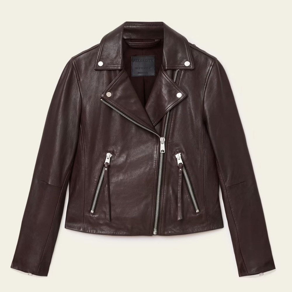 Allsaints Dalby Slim Fit Leather Biker Jacket, size 8, NWT 🌹
